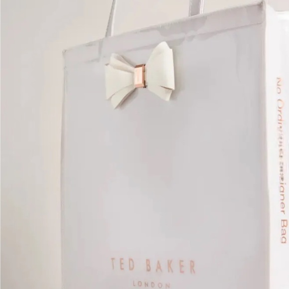 NEW Ted Baker Large Icon Hanacan Grey Gray Bow Bag Shopper Tote Purse Handbag - Picture 4 of 5